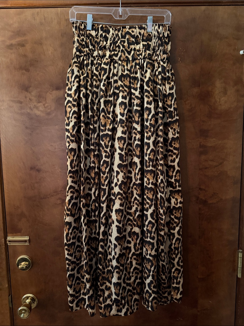 Vine & Love Leopard Print Maxi Skirt in Brown and Black